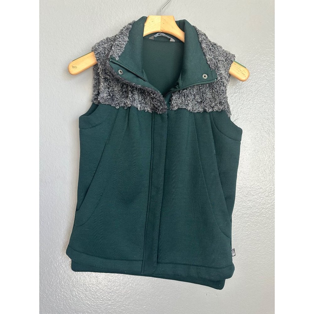 The North Face Vest Womens S/P Hybrination Neo Thermal  Green Grey faux Fur